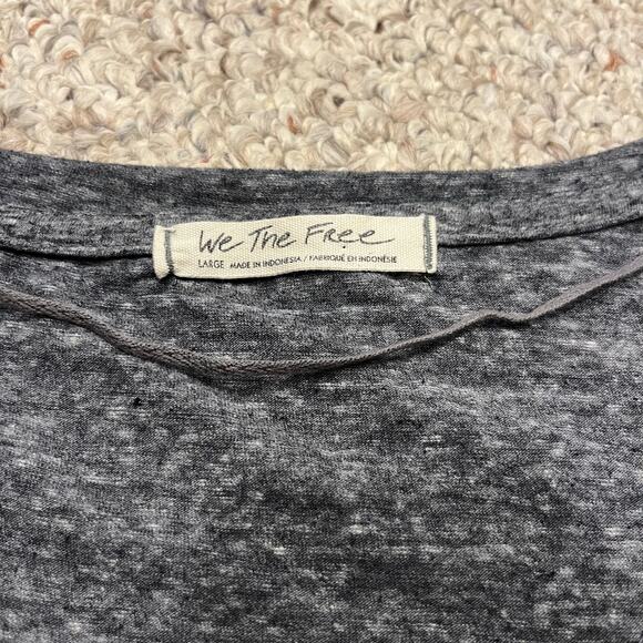 We the Free Effortless Short Sleeve Heather Gray Tee Sz L Casual Basic - Picture 2 of 6